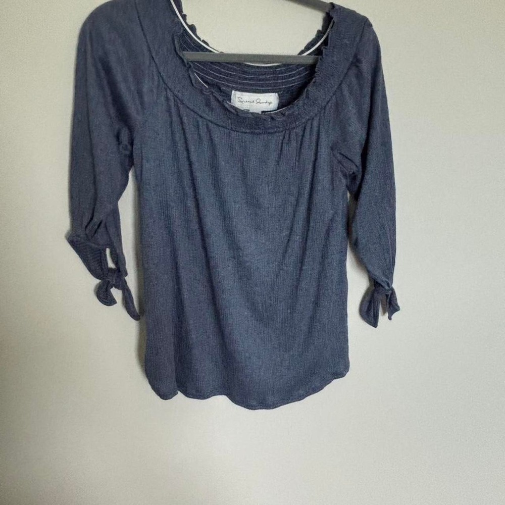 Chambray Blue Tie-Sleeve Blouse M french laundry